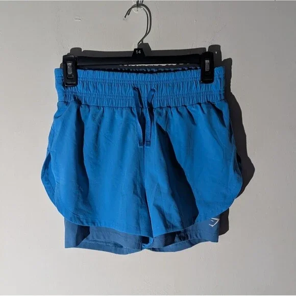 Gymshark Electric Blue Athletic Running 2 In 1 Shorts Women's Size XS - Picture 1 of 4